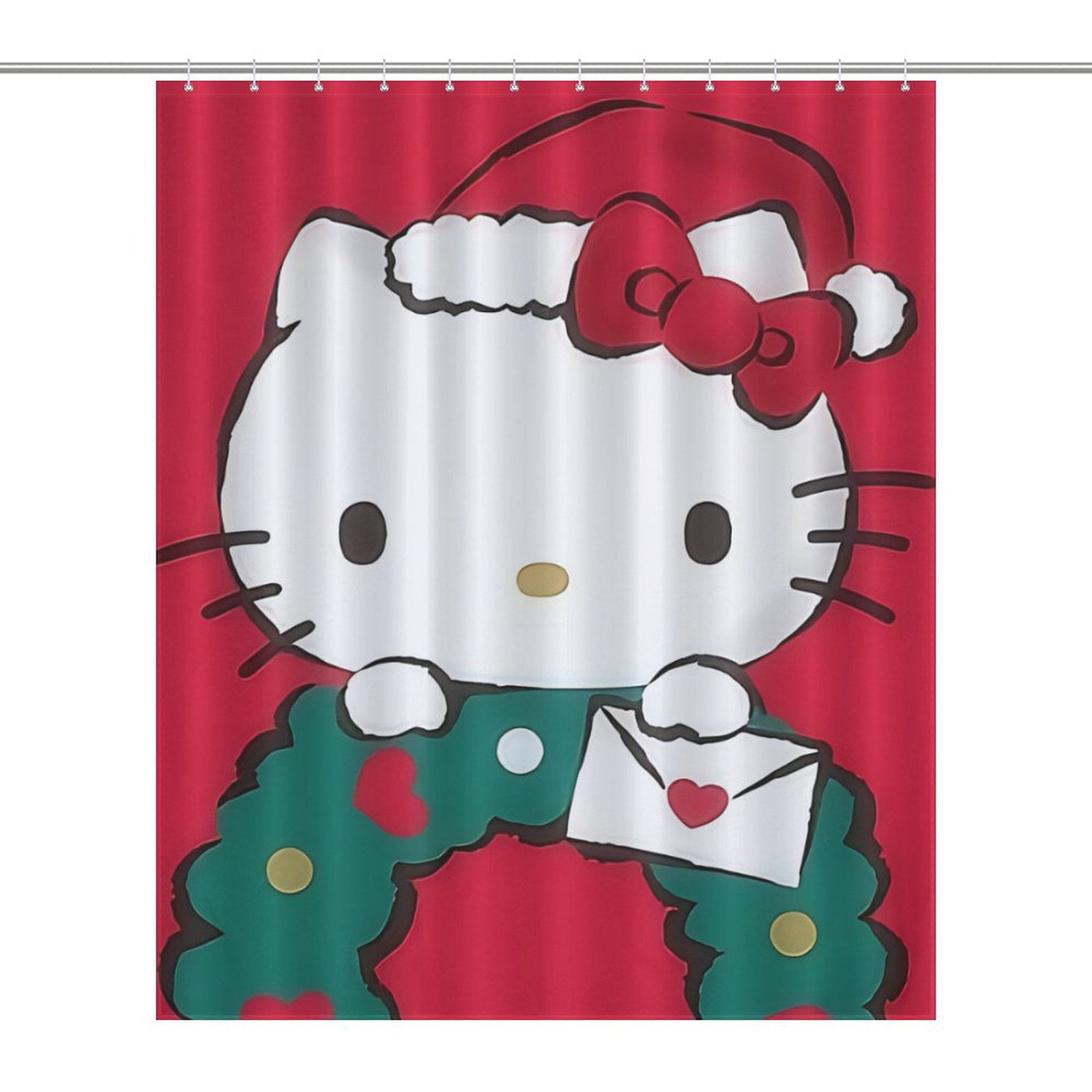 Hello Kitty Christmas Shower Curtain Cute Decor Indoor Hello Kitty ...