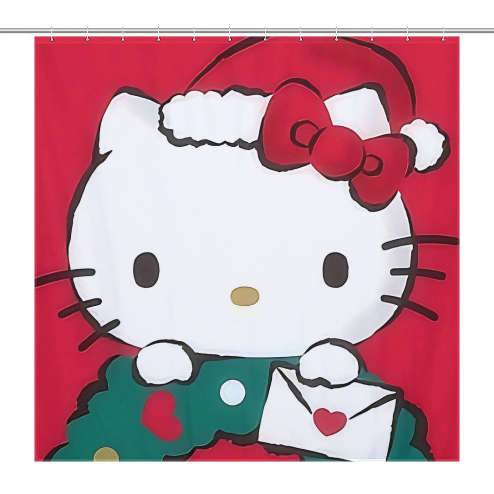 Hello Kitty Christmas Shower Curtain Cute Decor Indoor Hello Kitty ...