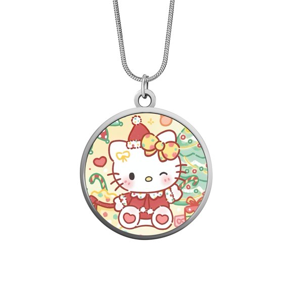 Hello Kitty Christmas Stainless Steel Snake Chain Necklace for Women Men