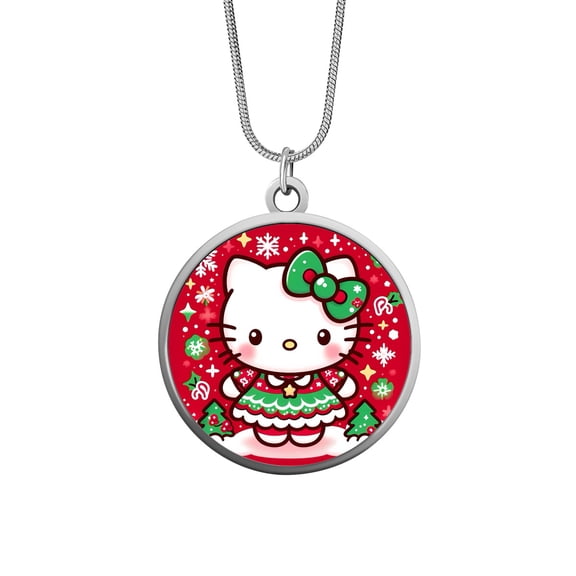 Hello Kitty Christmas Stainless Steel Snake Chain Necklace for Women Men