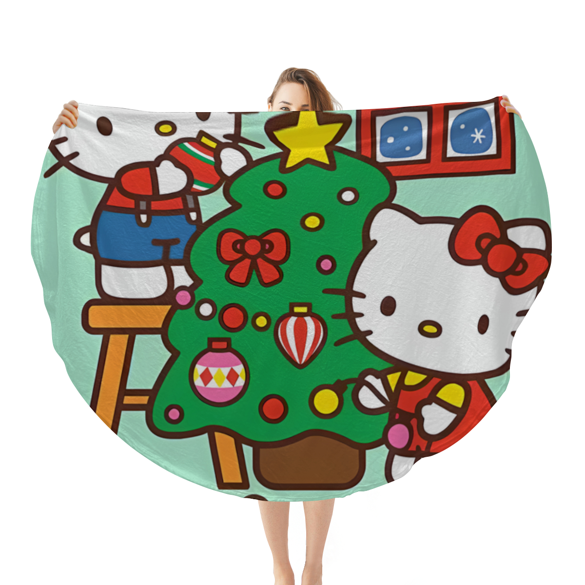 Hello Kitty Christmas Throw Blanket for Men Women Kids,Cute Cartoon