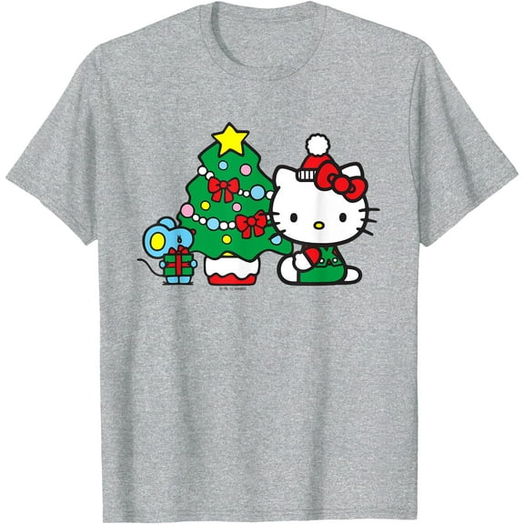 Hello Kitty Christmas Tree Holiday DTG Print Unisex T-Shirt