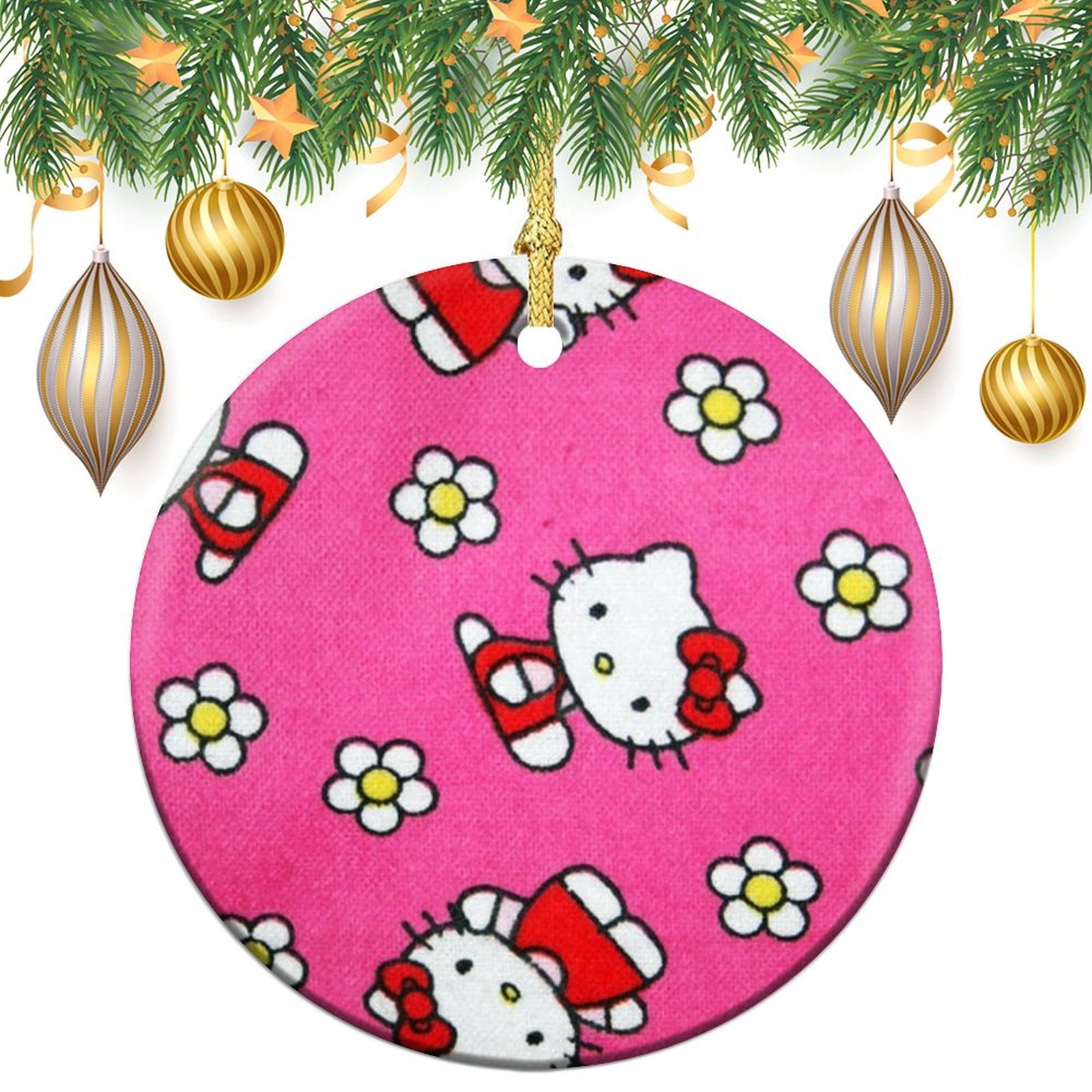 Hello Kitty Christmas Tree Ornaments DoubleSided Design For Kids Mom