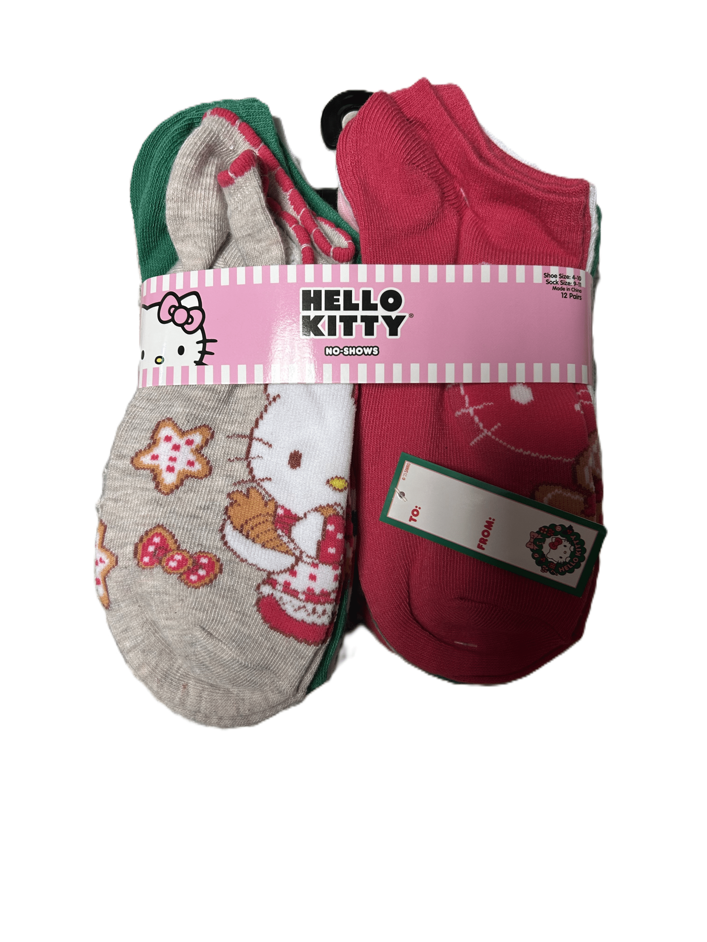 Hello Kitty, Christmas Women's No-Show Socks, 12-Pack, Size 4-10