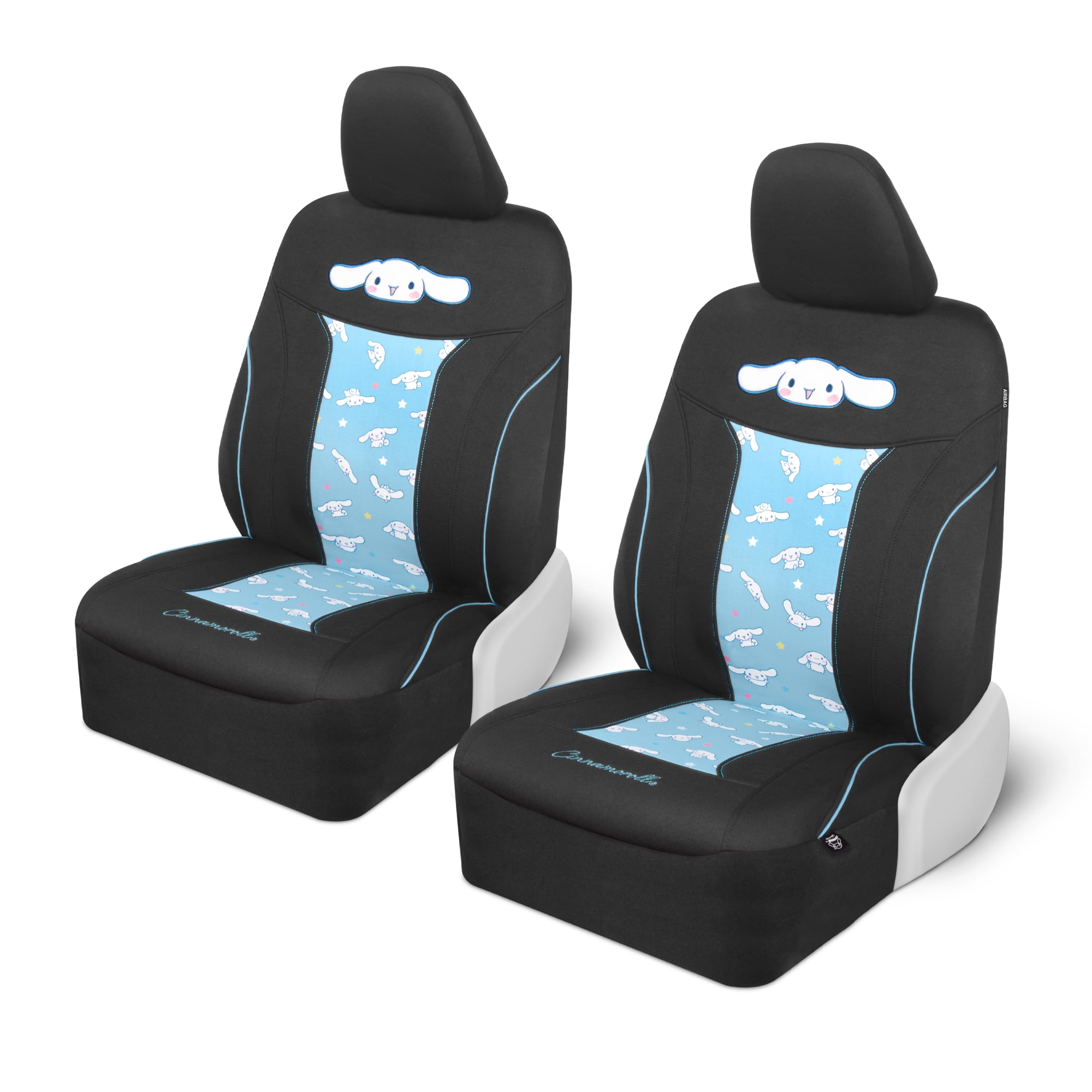 Hello Kitty Cinnamoroll Car Seat Covers - Adorable Light Blue Front Seat Covers with Cute Cinnamoroll Design, Durable and Comfortable Polyester, Car Accessories Hello Kitty Accessories 2pc