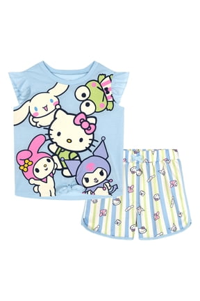 Cinnamoroll Hello Kitty Keroppi T-Shirt and French Terry Dolphin Shorts Outfit Set Toddler to Big Kid