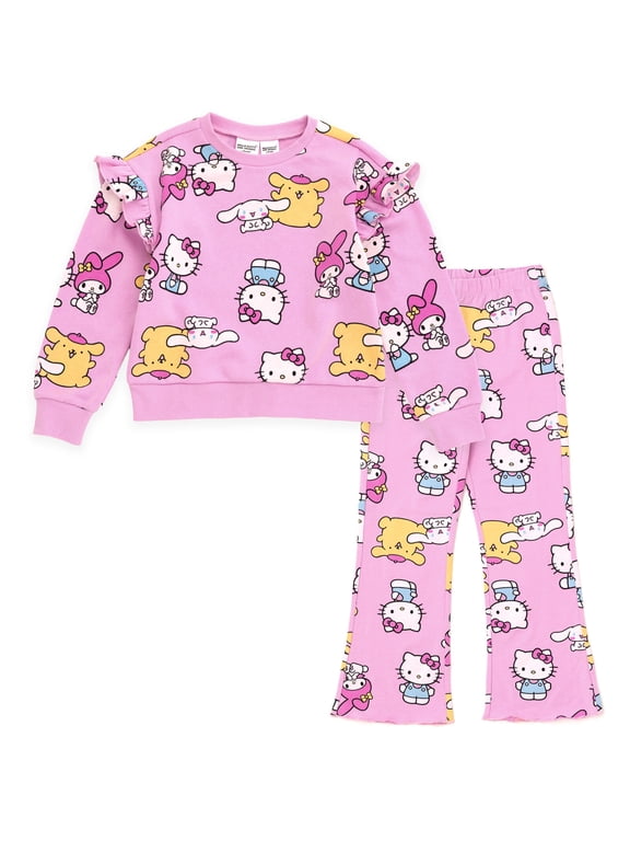 Cinnamoroll My Melody Pompompurin Fleece Pullover Sweatshirt and Ribbed Flare Leggings Outfit Set Toddler to Big Kid