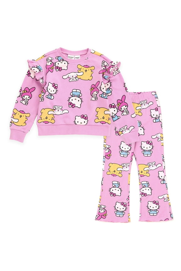 Cinnamoroll My Melody Pompompurin Fleece Pullover Sweatshirt and Ribbed Flare Leggings Outfit Set Toddler to Big Kid