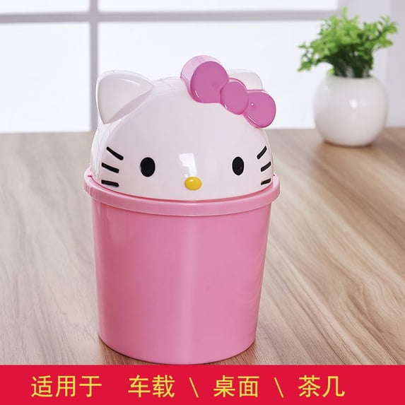 Hello Kitty Clamshell Dustbin Trash Can Rubbish Bin Kawaii Trash Can Bedroom Living Room Toilet Paper Basket