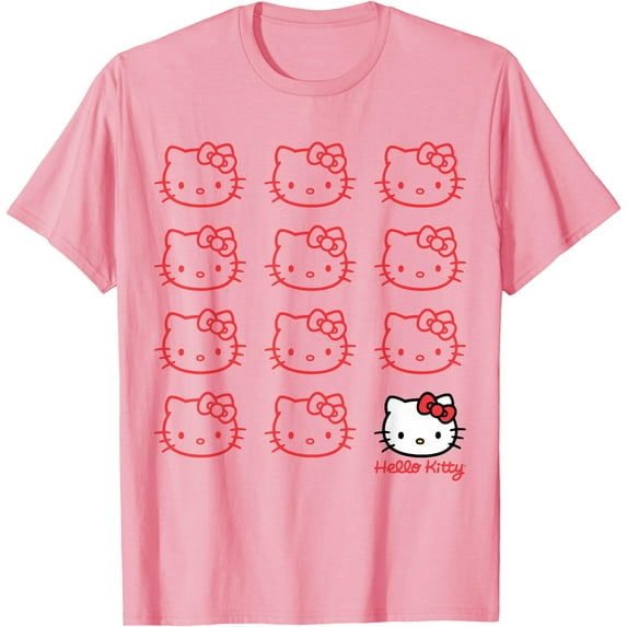 Hello Kitty Classic Face DTG Print Unisex T-Shirt,Light Pink Color,Size L
