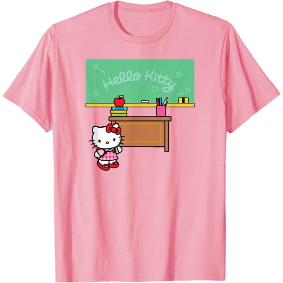 Hello Kitty Classroom Teacher School DTG Print Unisex T-Shirt,Light Pink Color,Size YS