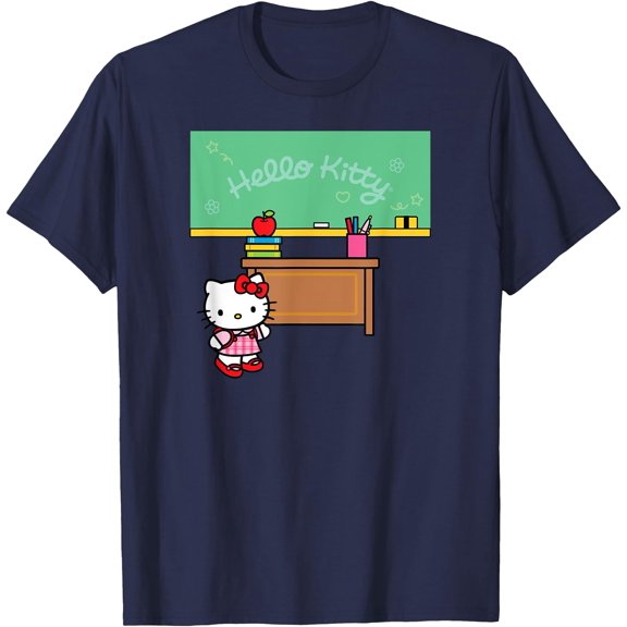 Hello Kitty Classroom Teacher School DTG Print Unisex T-Shirt,Navy Color,Size 3T