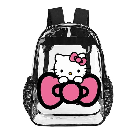 Hello Kitty Clear Backpack Heavy Duty See Through Bookbag Transparent Bag for Colleges School Work Sport Travel