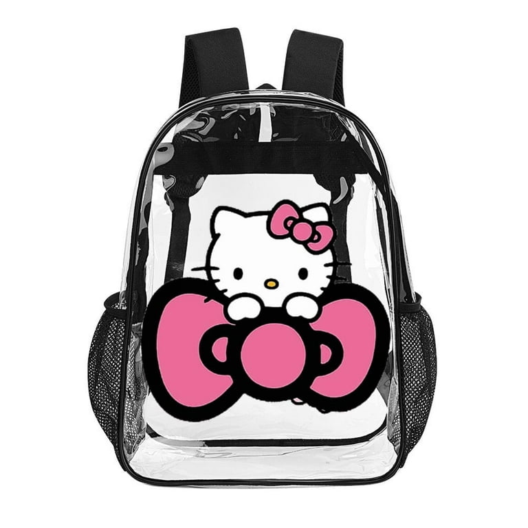 Hello Kitty Clear Backpack Heavy Duty See Through Bookbag Transparent Bag for Colleges School Work Sport Travel