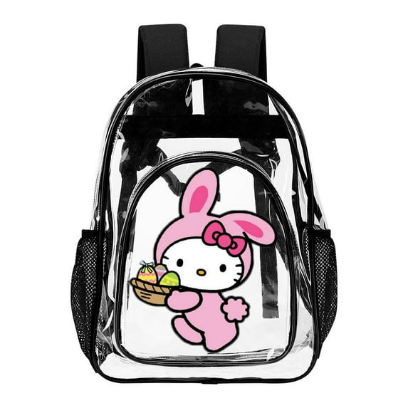 Hello Kitty Clear Backpack Heavy Duty See Through Bookbag Transparent Bag for Colleges School Work Sport Travel