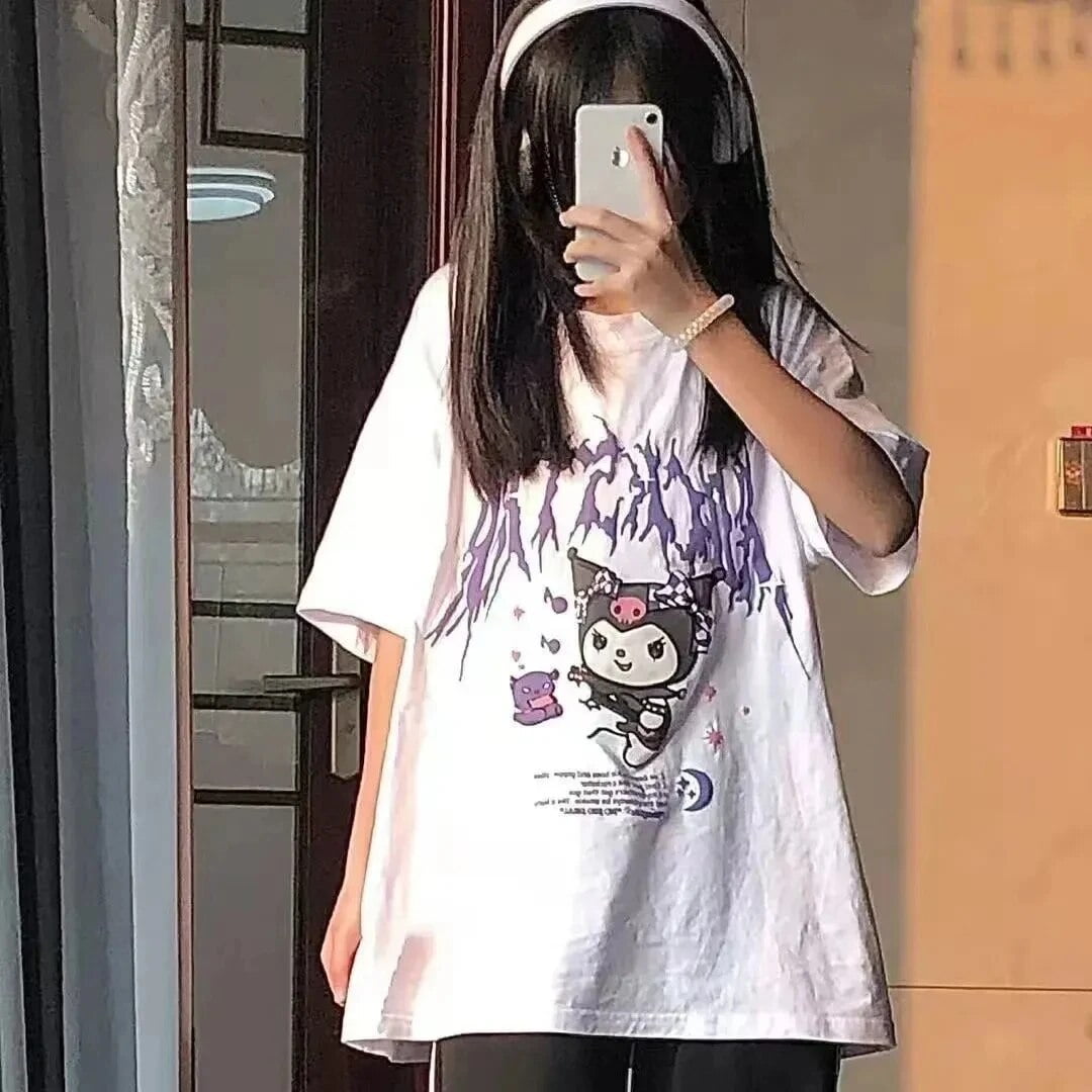Women's Kawaii Fox Print Hoodie – Cute Anime Sweatshirt, Loose Fit, Long Sleeve, Harajuku Style