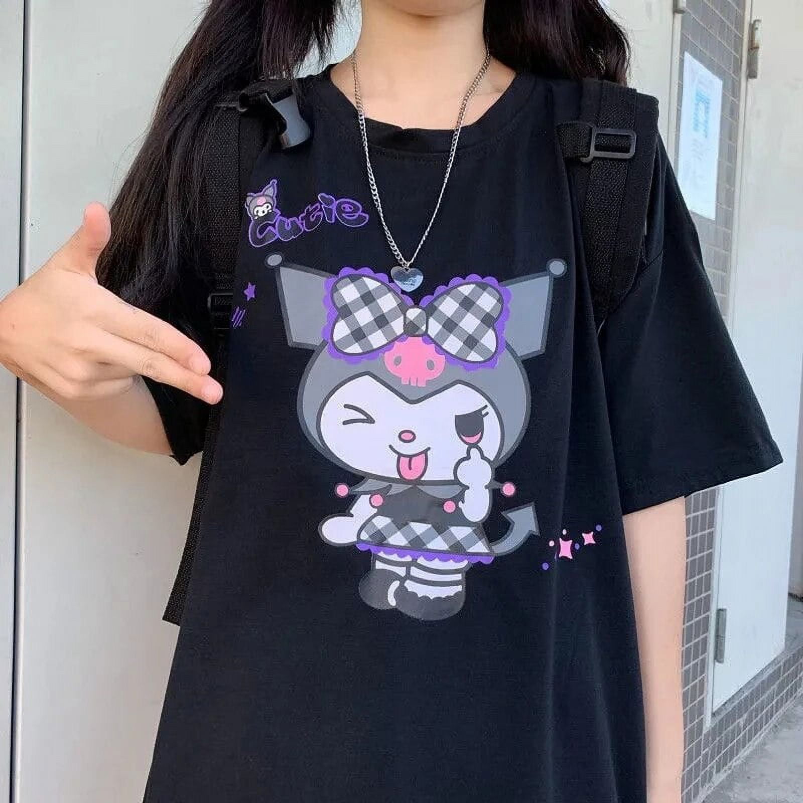 Hello Kitty Clothes Y2k Women's Kawaii T-shirt Tops Loose Cotton Tshirt 