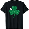 thumbnail image 1 of Hello Kitty Clover & Bows Saint Patrick's Day DTG Print Unisex T-Shirt,Black Color,Size XL, 1 of 5