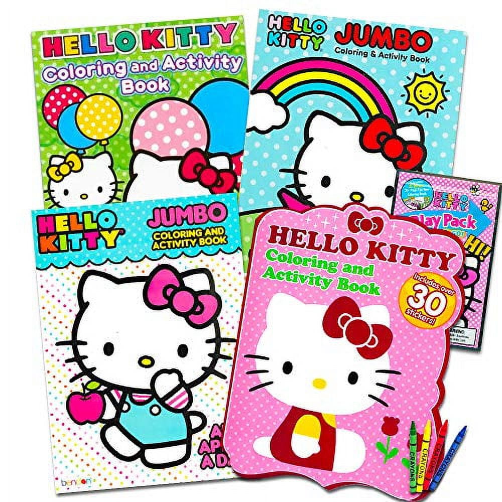 calligraphystuffs_sv - SET Hello Kitty Super Activity Set- COLORING BOOK,  STICKERS, CRAYONS & MORE! MAYORES DE 3 AÑOS INCLUYE: 2 PERSONAJES CON  SOPORTES, 3 HOJAS DE PEGATINAS, 1 LIBRO PARA COLOREAR DE