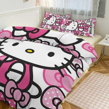 Hello Kitty Comforter Bedding Set with Sheets And Pillow 3 Piece Set Super Soft And Cozy Kid’s Bedding - Fade Resistant Microfiber Sheets