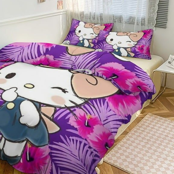 Hello Kitty Comforter Set with Sheets - 3 Piece Bedding Includes Pillow Covers - Super Soft Bedding Room Decor