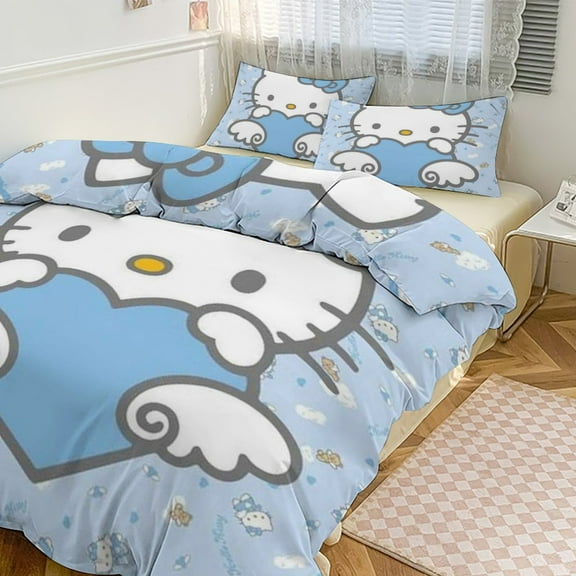Hello Kitty Comforter Set with Sheets - 3 Piece Bedding Includes Pillow Covers - Super Soft Bedding Room Decor