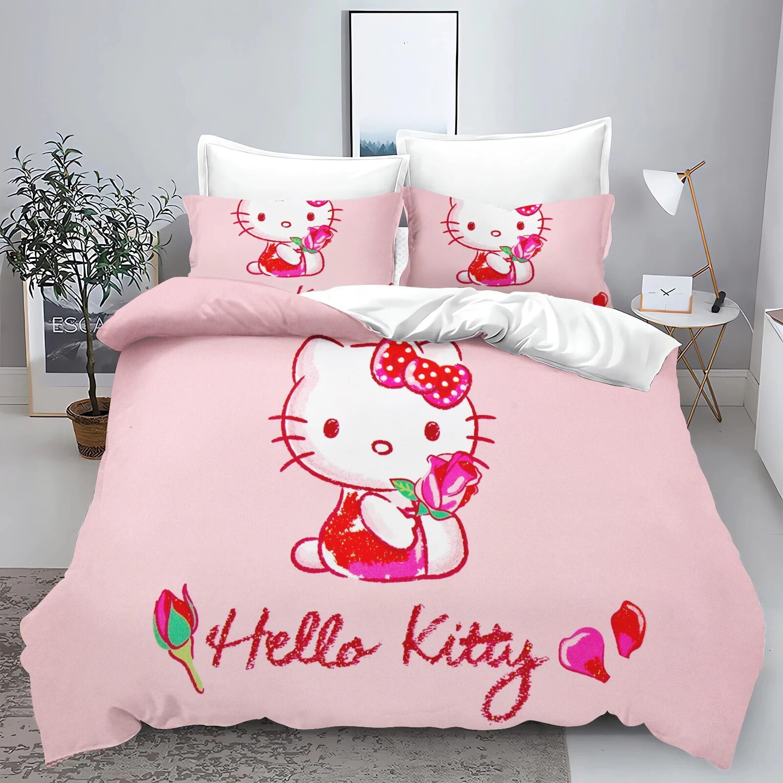 Hello Kitty Comforter Sets Children Bedding Set Home Twin 3-Piece Set 1 ...