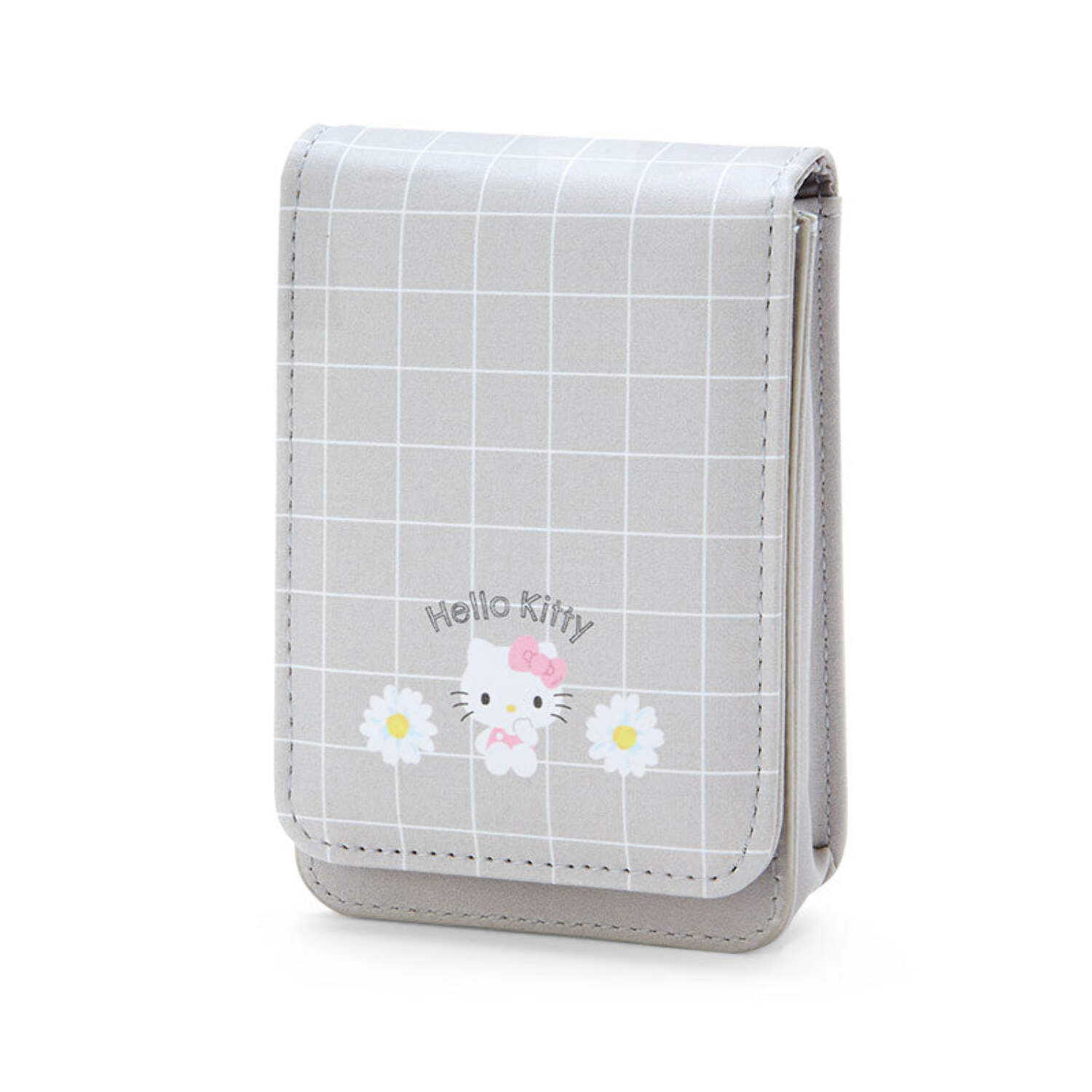 525 Sanrio Hello Kitty ファスナーポーチ M グレー Hello Kitty Cosmetic Case with Mirror Sanrio Travel Accessories