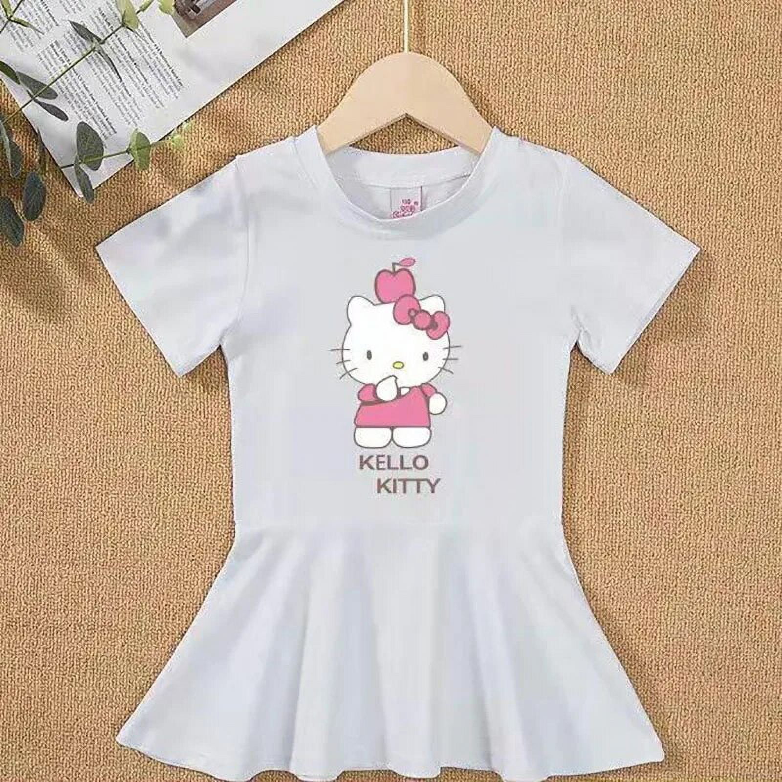 Hello Kitty Cotton New Short Sleeve Dress Children Cartoon Print Skirt 