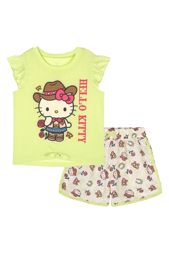 Cowgirl Drop Shoulder T-Shirt and French Terry Dolphin Shorts Outfit Set Toddler to Big Kid