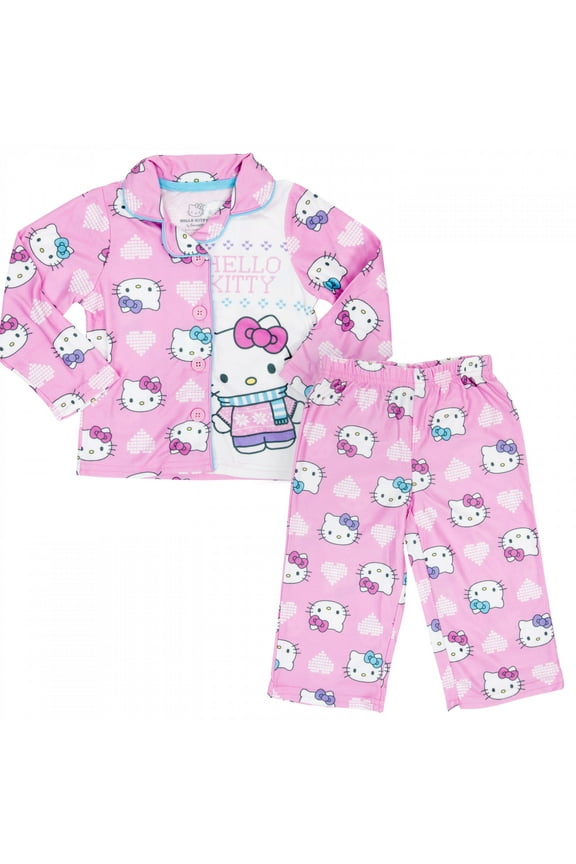 Cozy Hearts Button Down 2-Piece Youth Pajama Set-Size 4