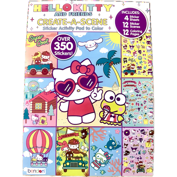 Bendon Hello Kitty and Friends Create a Scene Over 350 Stickers, Activity Pad to Color