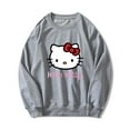 thumbnail image 1 of Hello Kitty Crew Neck Long Sleeve Adult Sweatshirt Gray, 1 of 5