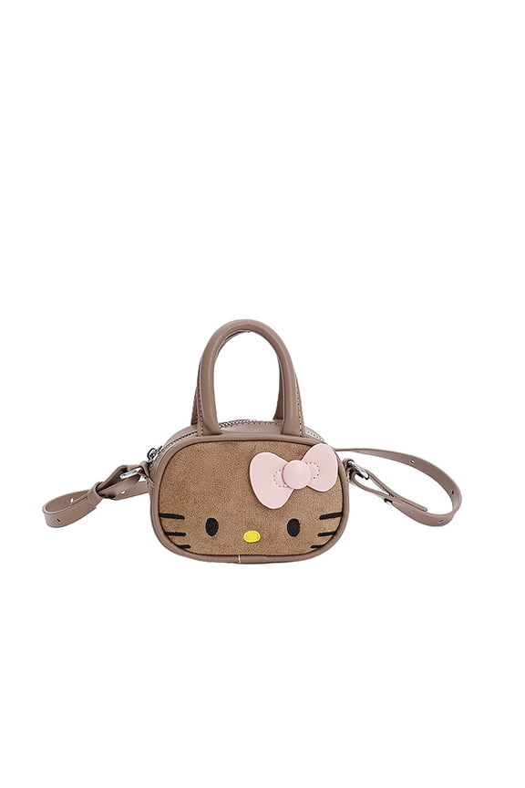 Hello Kitty Crossbody Bag for Women,Cute Suede Handbag with Detachable Shoulder Strap,Kawaii Kitty Face Design with Bow Detail,Perfect for Daily Use and Gift