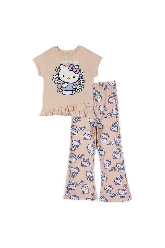 Crossover T-Shirt and Flare Leggings Outfit Set Toddler to Big Kid