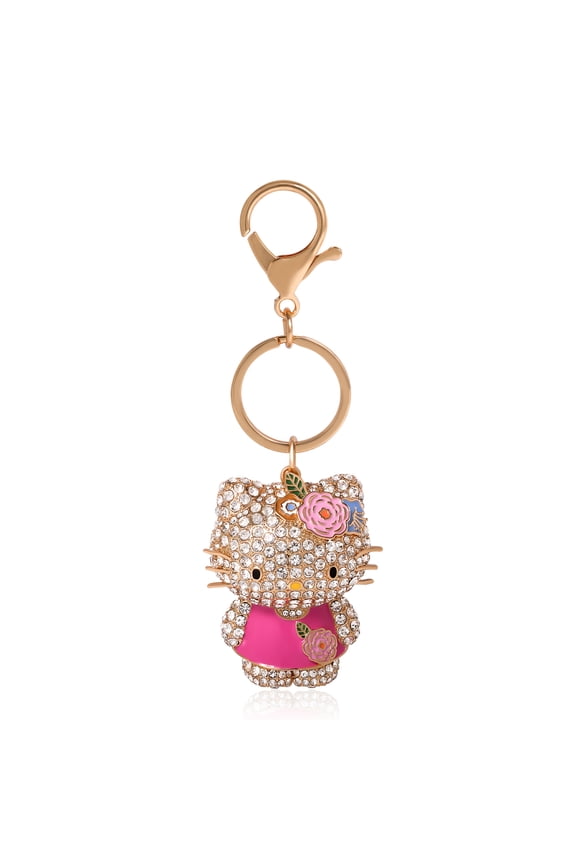 Crystal Pav Bag Charm Keychain Pink Dress Officially Licensed Sanrio