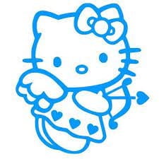 Hello Kitty Cupid Blue 6 Inch Professional Sticker for Truck, Car, Tumbler, Cup, Laptop, Decor, Locker, Table, Window