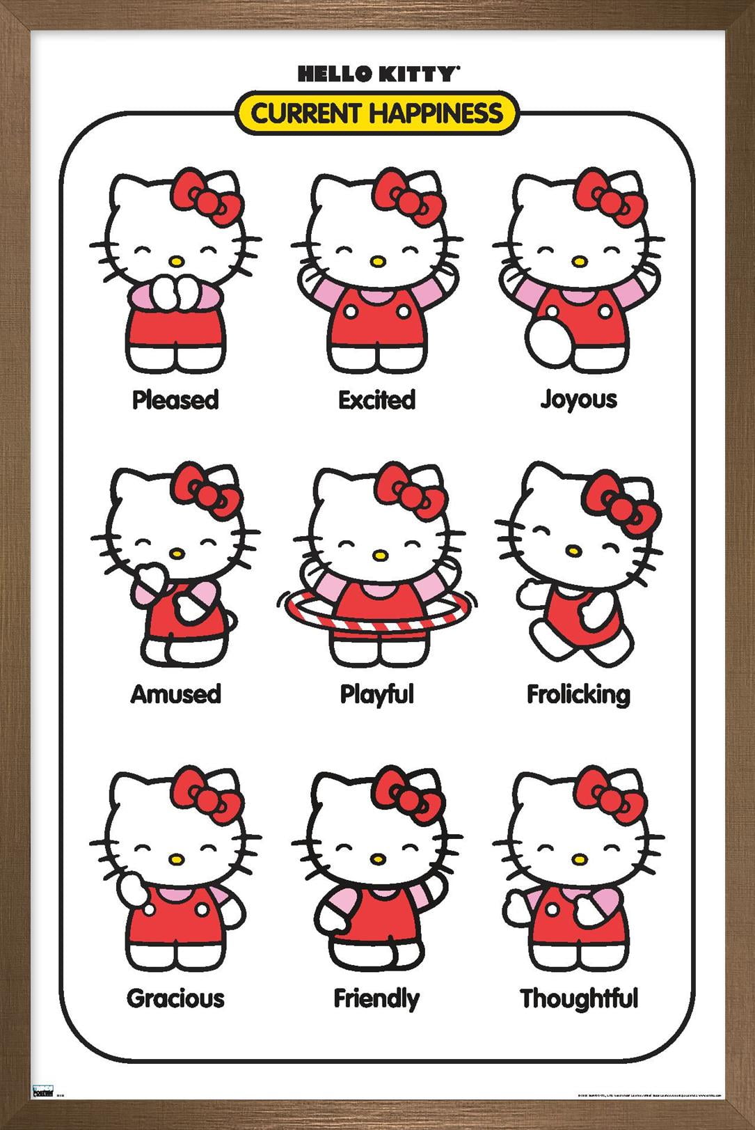 Hello Kitty - Current Happiness Wall Poster, 14.725" x 22.375" Framed
