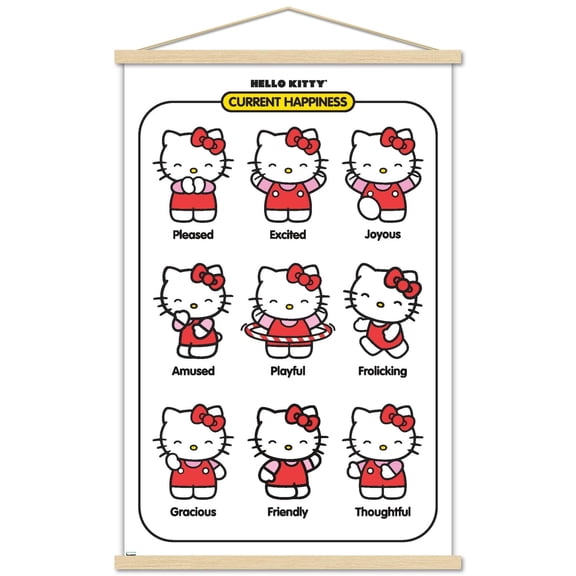 Hello Kitty - Current Happiness Wall Poster with Magnetic Frame, 22.375" x 34"