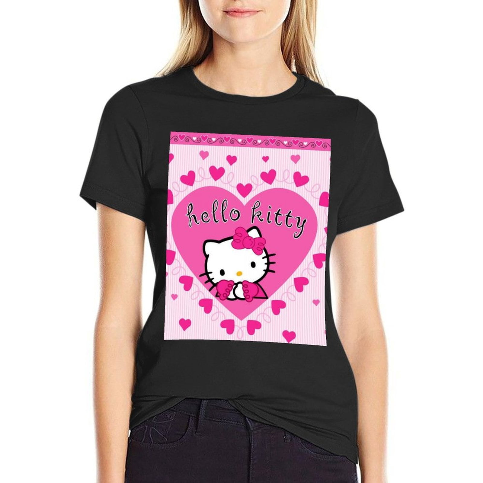 Hello Kitty Cute A Heart Full of Love Reprose Crew Neck Shirt T Shirt For Women Walmart