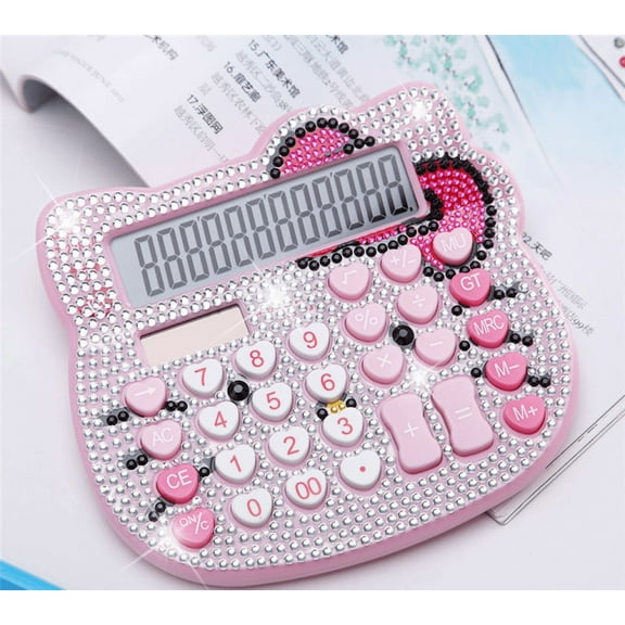 Hello Kitty Cute Cartoon Calculator - 12-Digit LCD Display, Solar and Battery Powered, Dual Power Source, Perfect for Adults and Kids