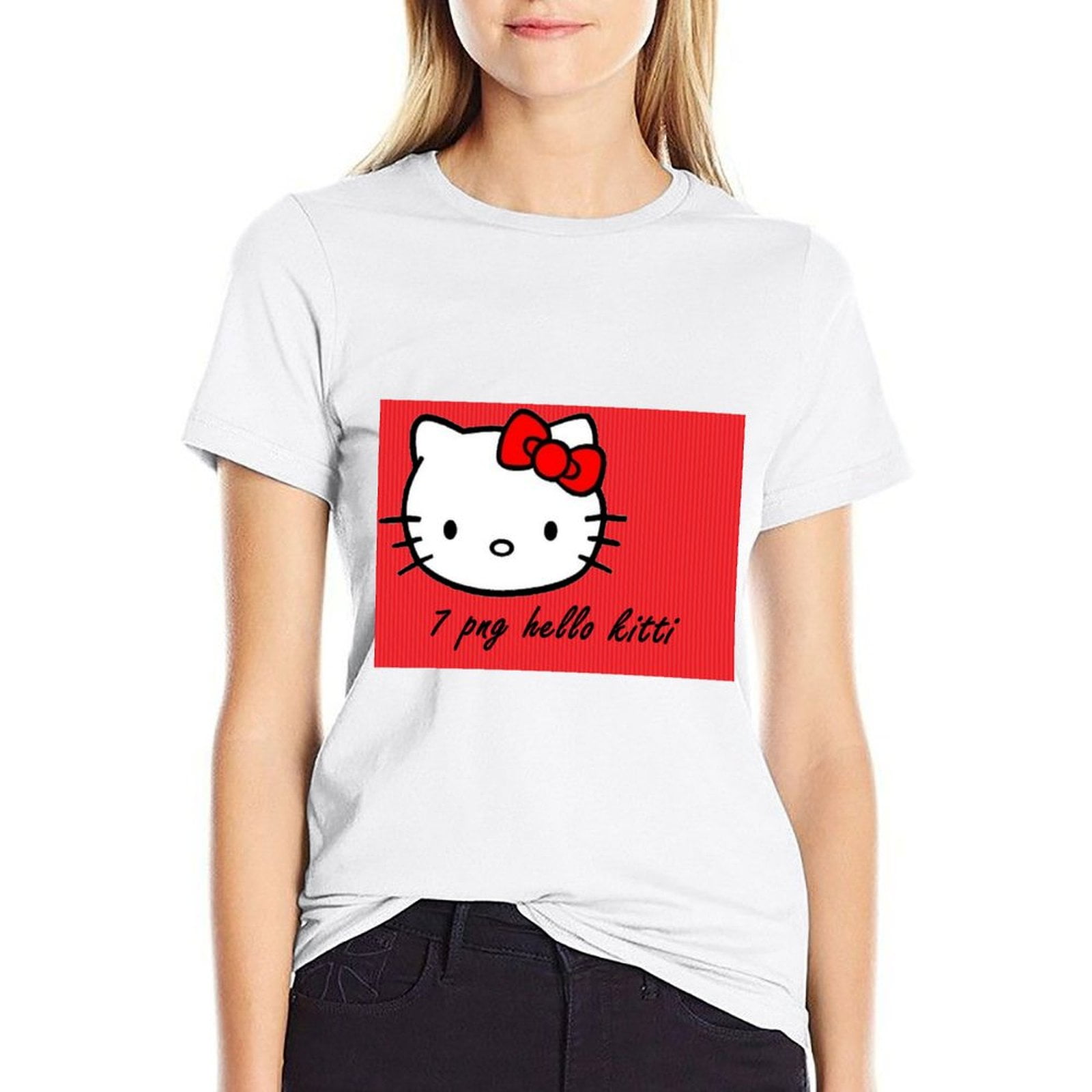 Hello Kitty Cute Cat Crew Neck Shirt T-Shirt - Walmart.com