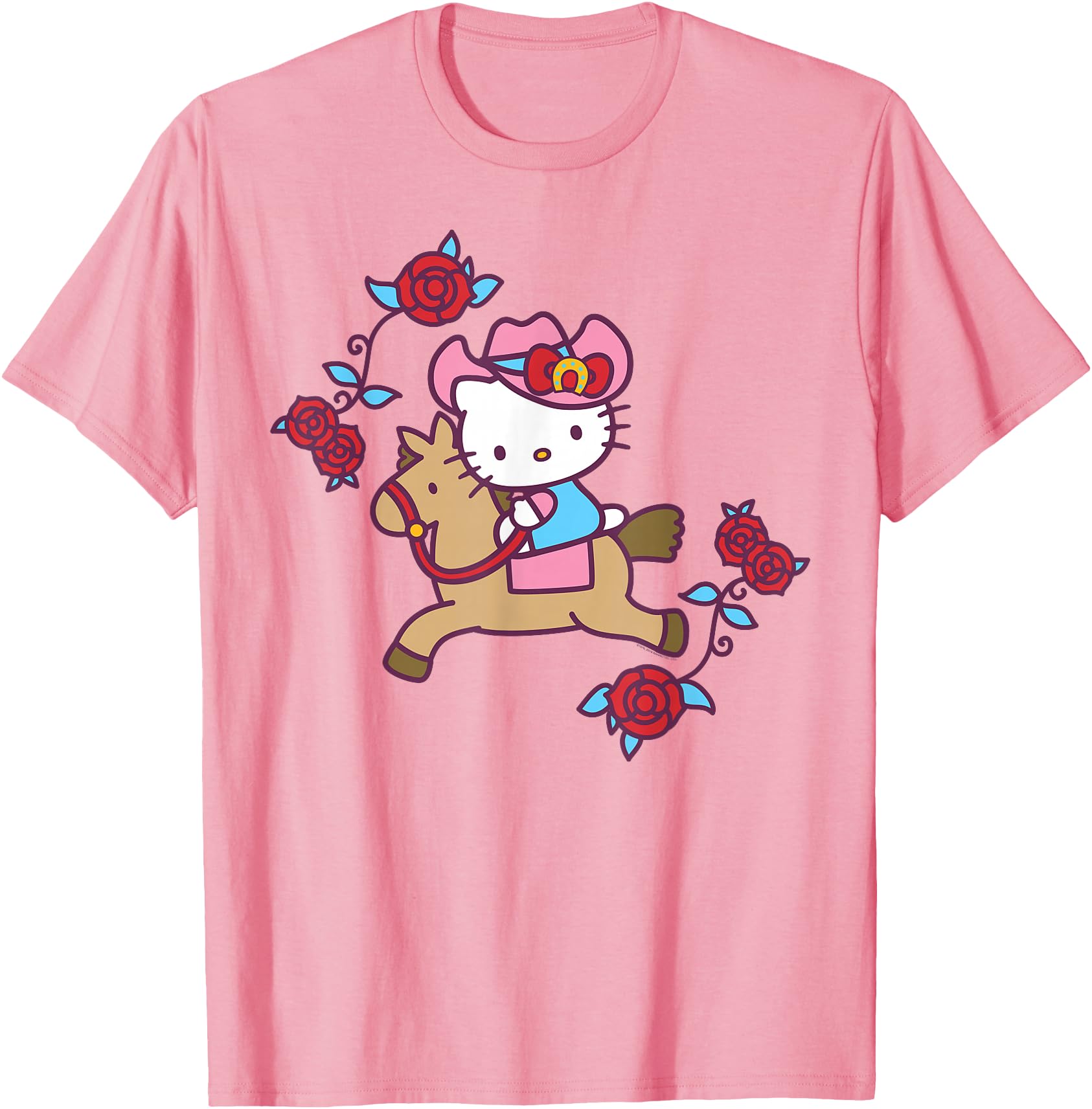 Hello Kitty Cute Cowgirl Horseback Western Rose DTG Print Unisex T ...