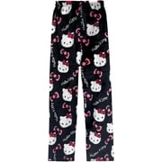AIUDDUI Hello Kitty Cute Pajama Pants Women, Flannel Pajamas for Women Girls, Christmas Pajama Pants, Kawaii Family Sleep Pants Black-XXL