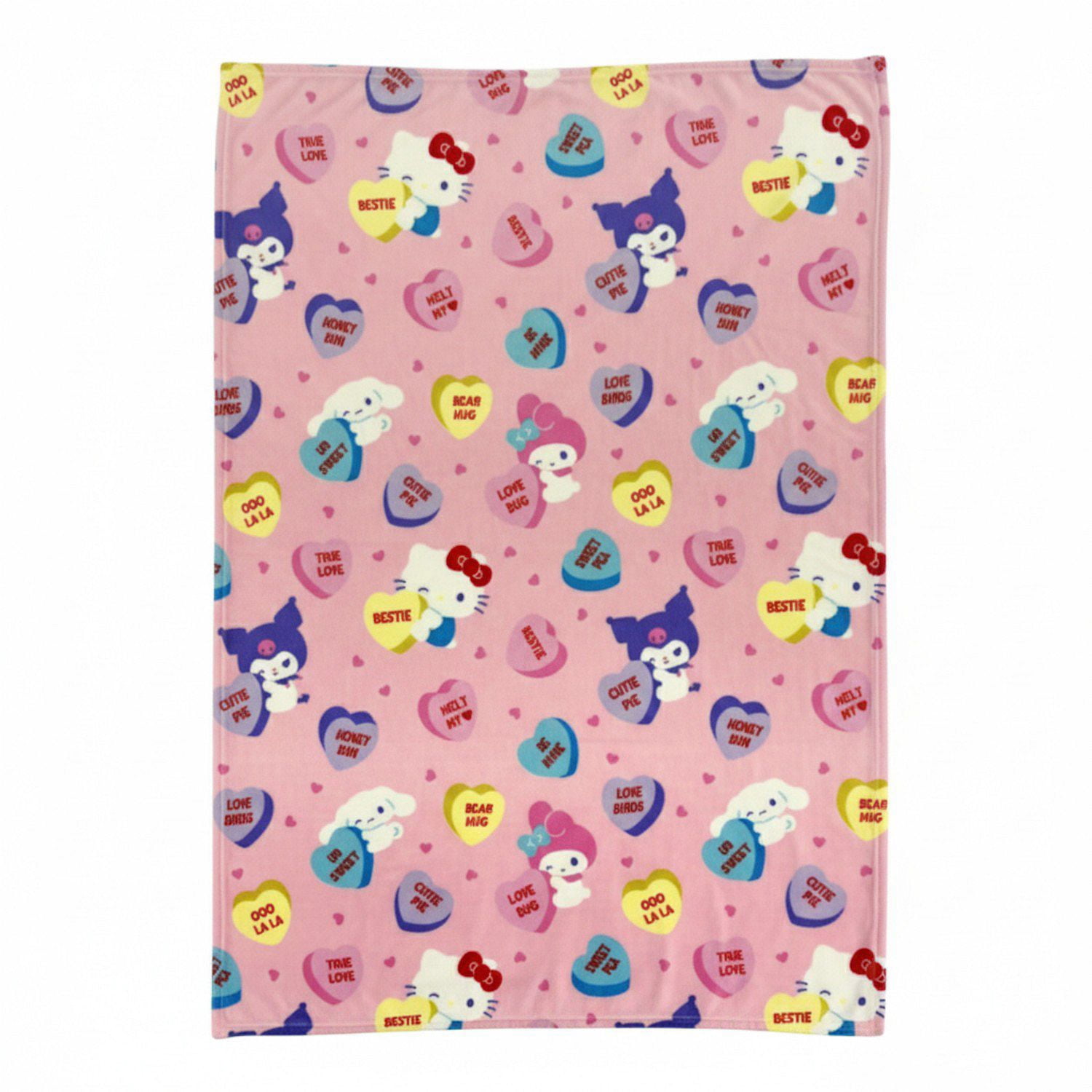 Hello Kitty Cutie Kitty Candy Hearts Sweetheart Fleece Throw Blanket