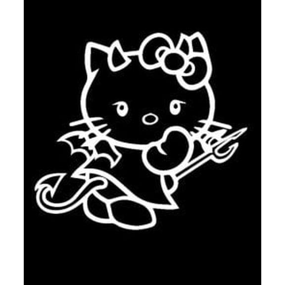 Hello Kitty Devil White 6 Inch Professional Sticker for Truck, Car, Tumbler, Cup, Laptop, Decor, Locker, Table, Window