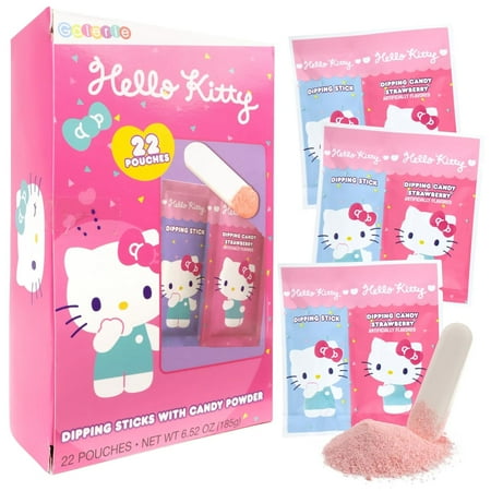 Hello Kitty Dipping Sticks, Valentines Classroom Exchange Kit, 22 Pouches, 6.52 Ounce Box