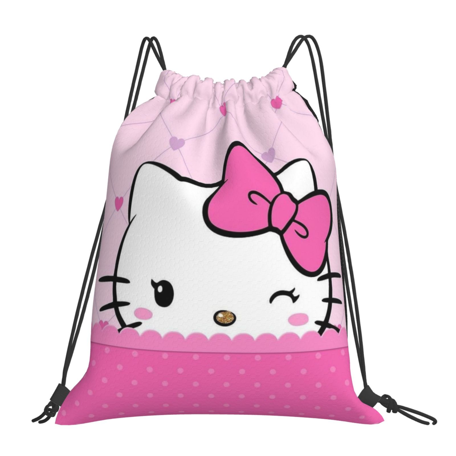 Hello Kitty Drawstring Backpack Sport Gym Bag For Yoga Swimming Gymsack