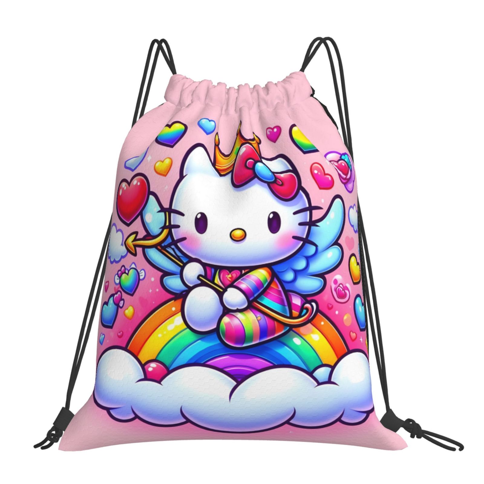 Hello Kitty Drawstring Backpack Sport Gym Bag For Yoga Swimming Gymsack