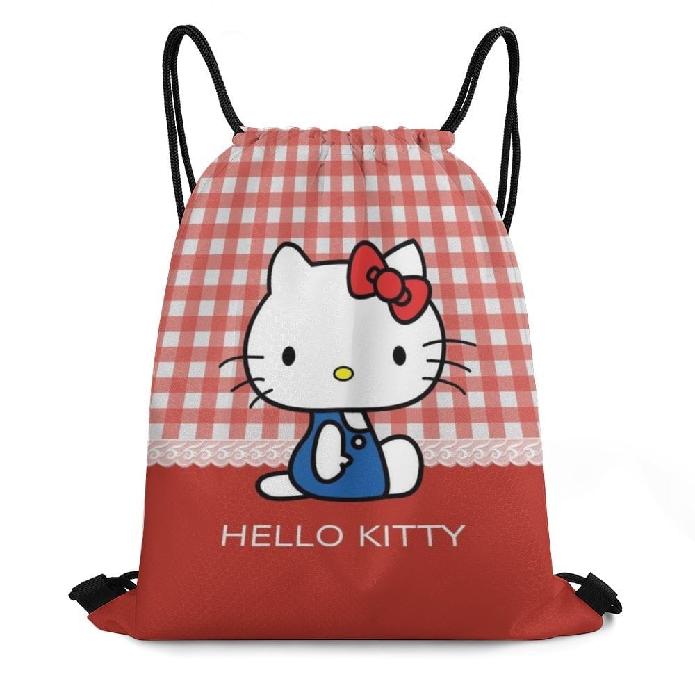 Hello Kitty Drawstring Backpack Water Resistant String Bag